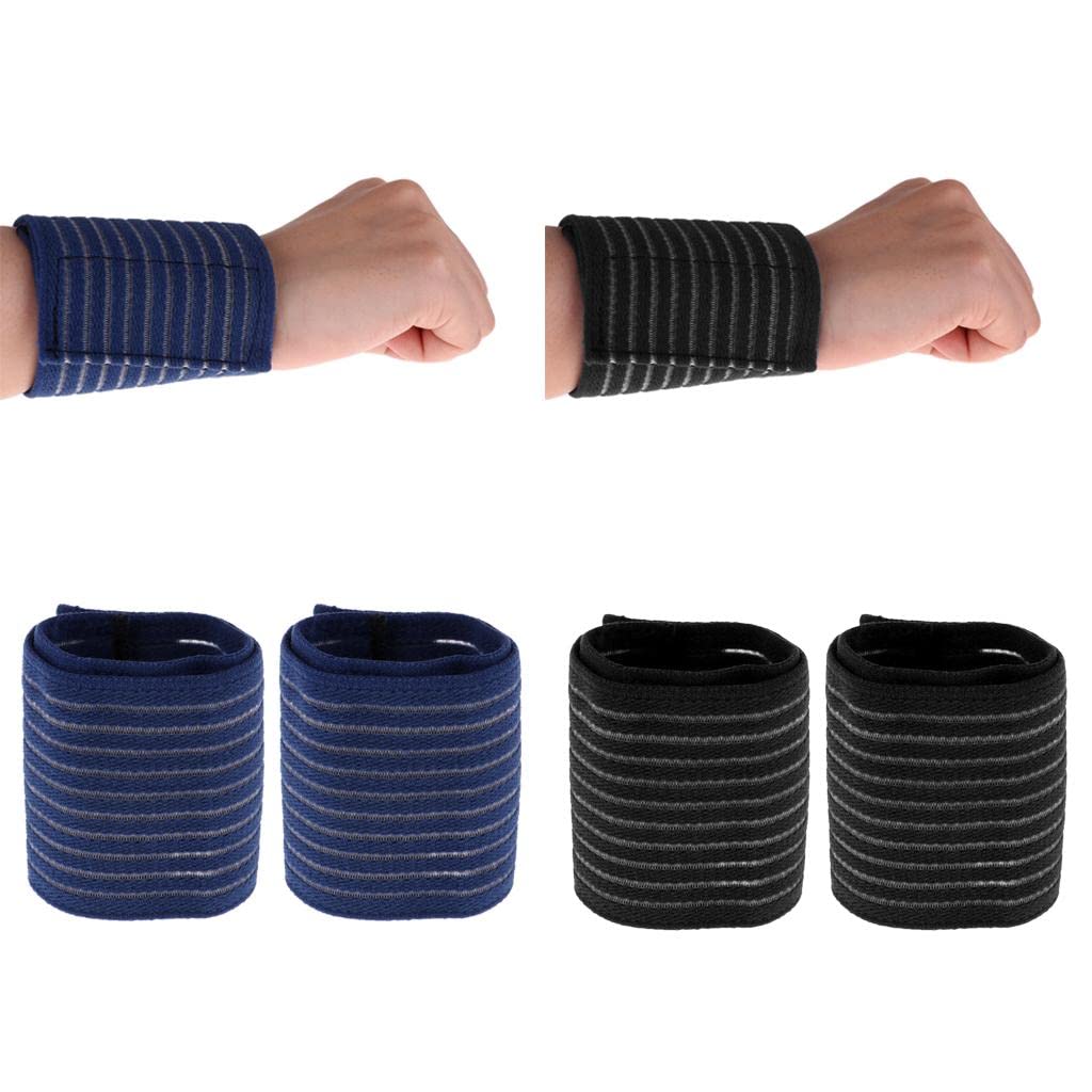 2 Pairs Sports Wrist Straps Wrist Protector Wraps Brace Sleeve Blue&Black-image-26