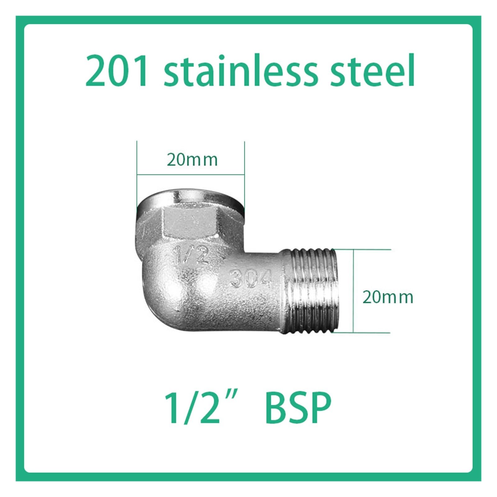 Accesorios de ángulo recto de acero inoxidable, adaptador de acoplador de conexión rápida de rosca macho hembra de 1/2 "3/4" 1 "para tubería de gas y aceite de aire(B,10 PCS)
