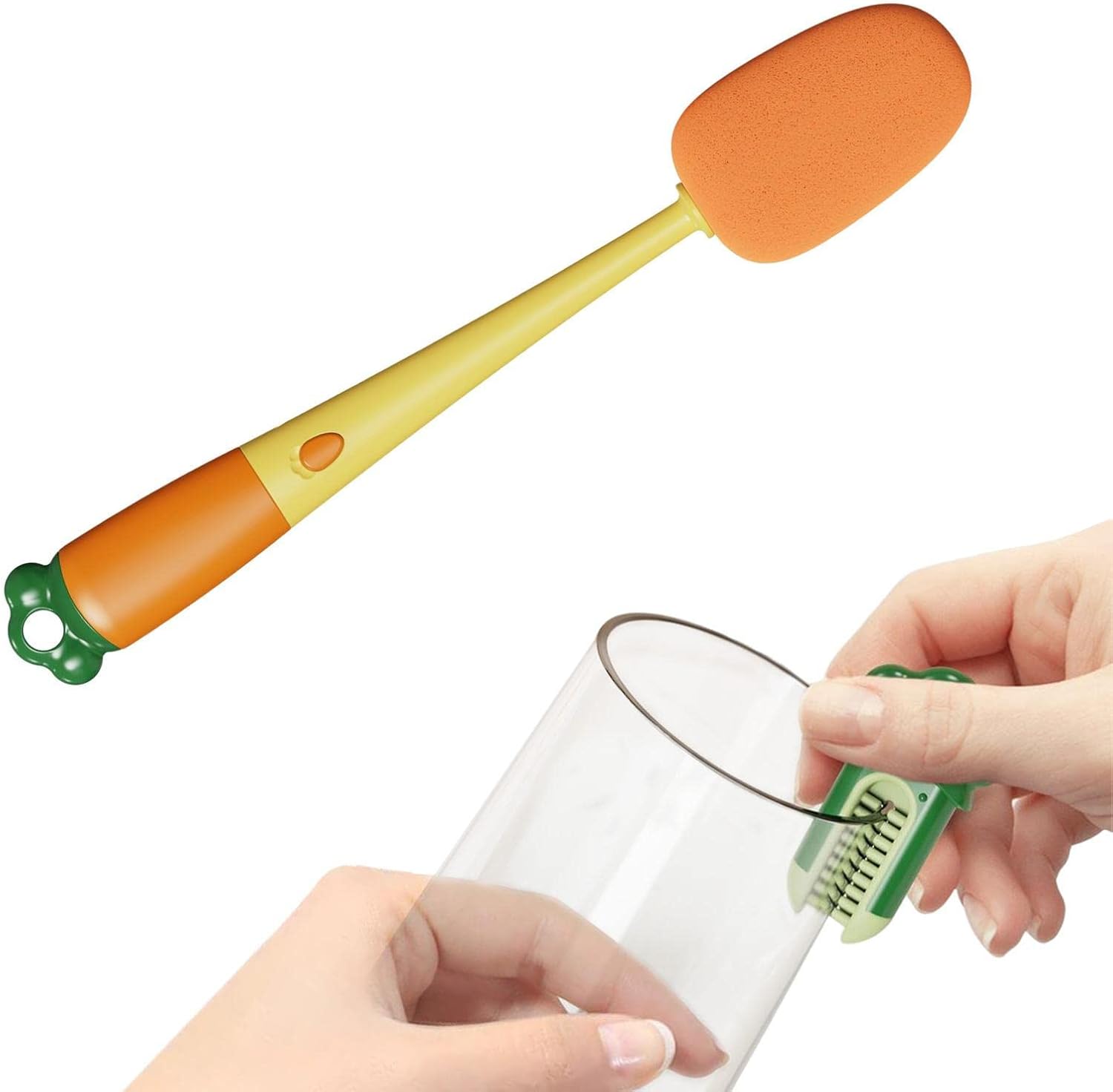 Bottle Scrubber – Reusable Carrot Shaped Sponge Baby Bottle Cleaning Brush, 3-in-1 Long Handle Bottle Brushes – Portable Sponge Brush, Kitchen Cleaning Tools Bottle Scrubber – Reusable Carrot Shaped Sponge Baby Bottle Cleaning Brush, 3-in-1 Long Handle Bottle Brushes – Portable Sponge Brush, Kitchen Cleaning Tools