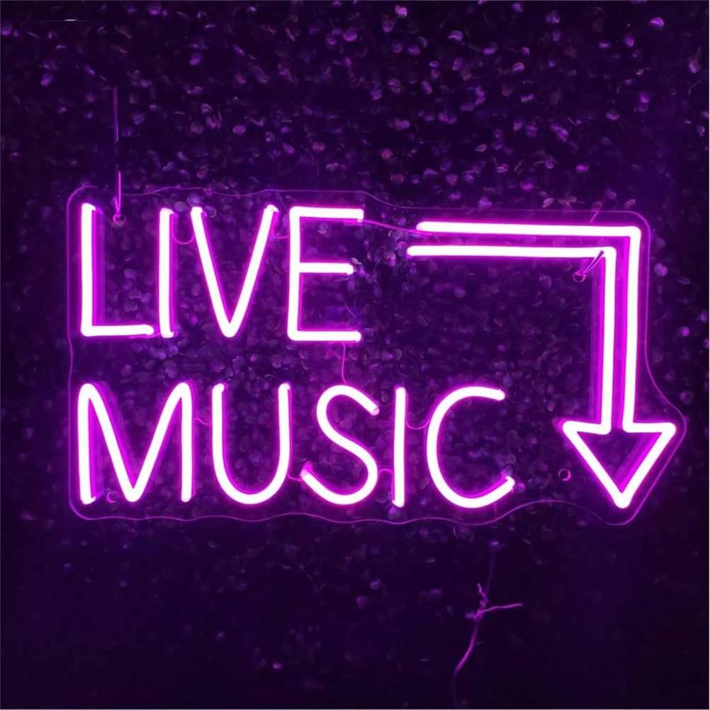 Insegna al Neon di Musica dal Vivo Barra della Musica Segno di Luce al Neon Festa in Musica LED Luce al Neon casa Camera Decorazione murale Negozio Decoro Festival Musicale luci al Neon,E