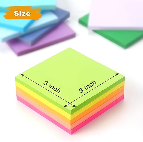 Miniatura 3 de Paquete de 12 notas adhesivas de colores brillantes de 3 x 3 pulgadas, bloc de notas autoadhesivas fuertes, 50 hojasbloc, 12 multicolor para