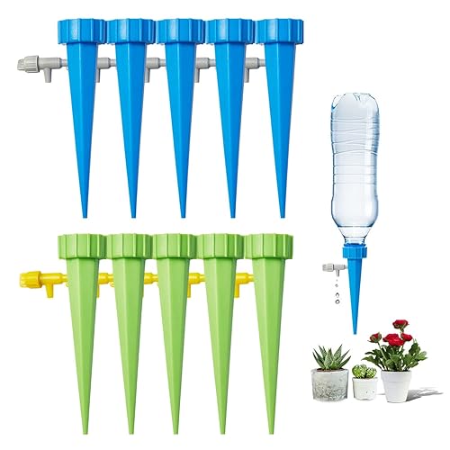 Deaname Dispositivos de riego de plantas, sistema de riego de vacaciones para macetas de interior y exterior, juego de 10 unidades
