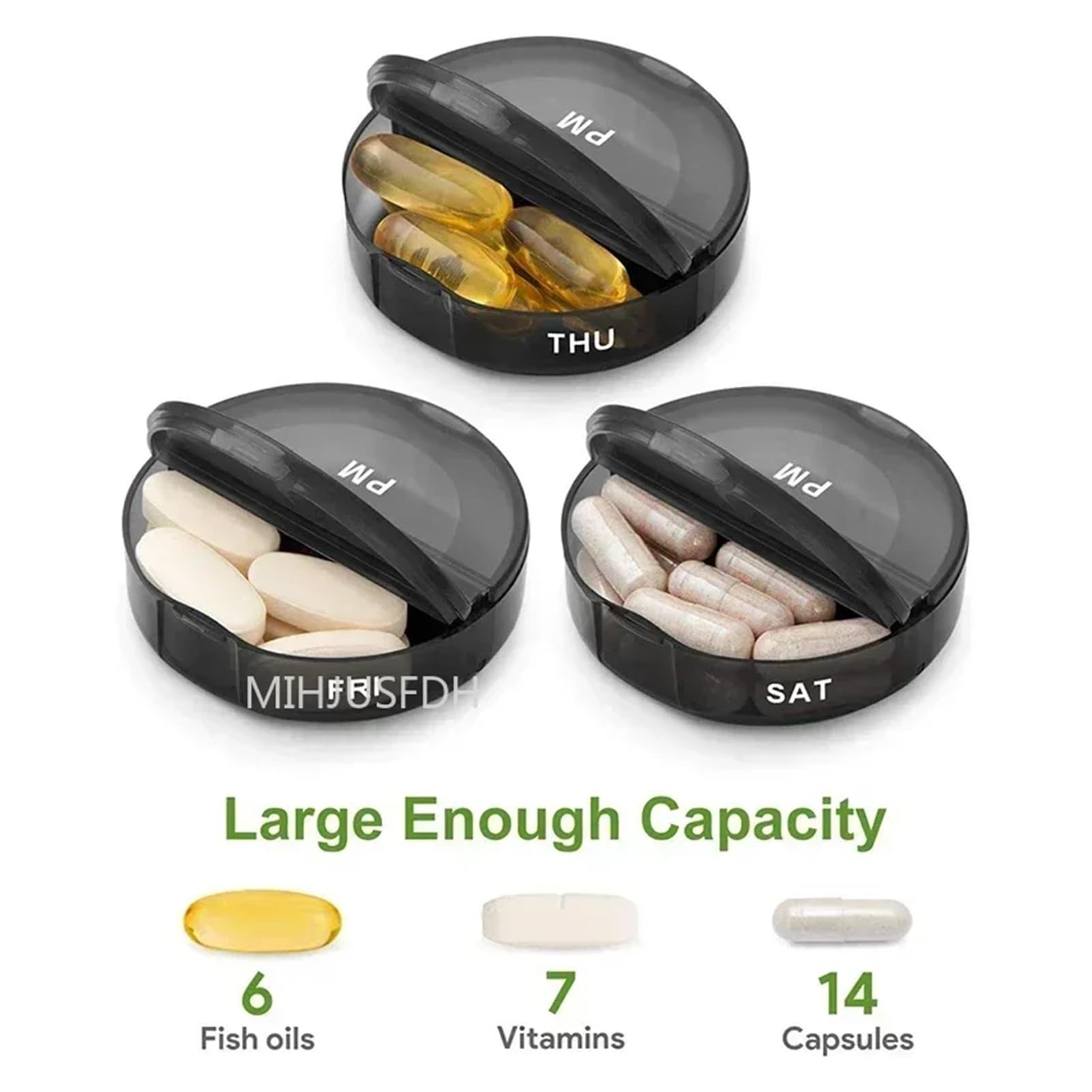 Wöchentliche Medikamentenbox Wöchentliche Pillenbox for 7 Tage, 14 Fächer, Aufbewahrungsbox for Medikamente, Nahrungsergänzungsmittel und Vitamine