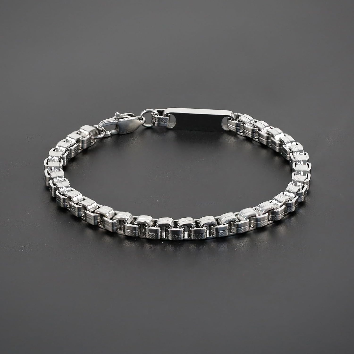 Bracelets for Men,Men's Stainless Steel Puzzle Square Link Bracelet,Birthday Annivesary Fathers Day Valentines Mens Jewelry Gift for Dad Husband,Casual Trendy Mens Bracelets Cool Adjustable - Image 4