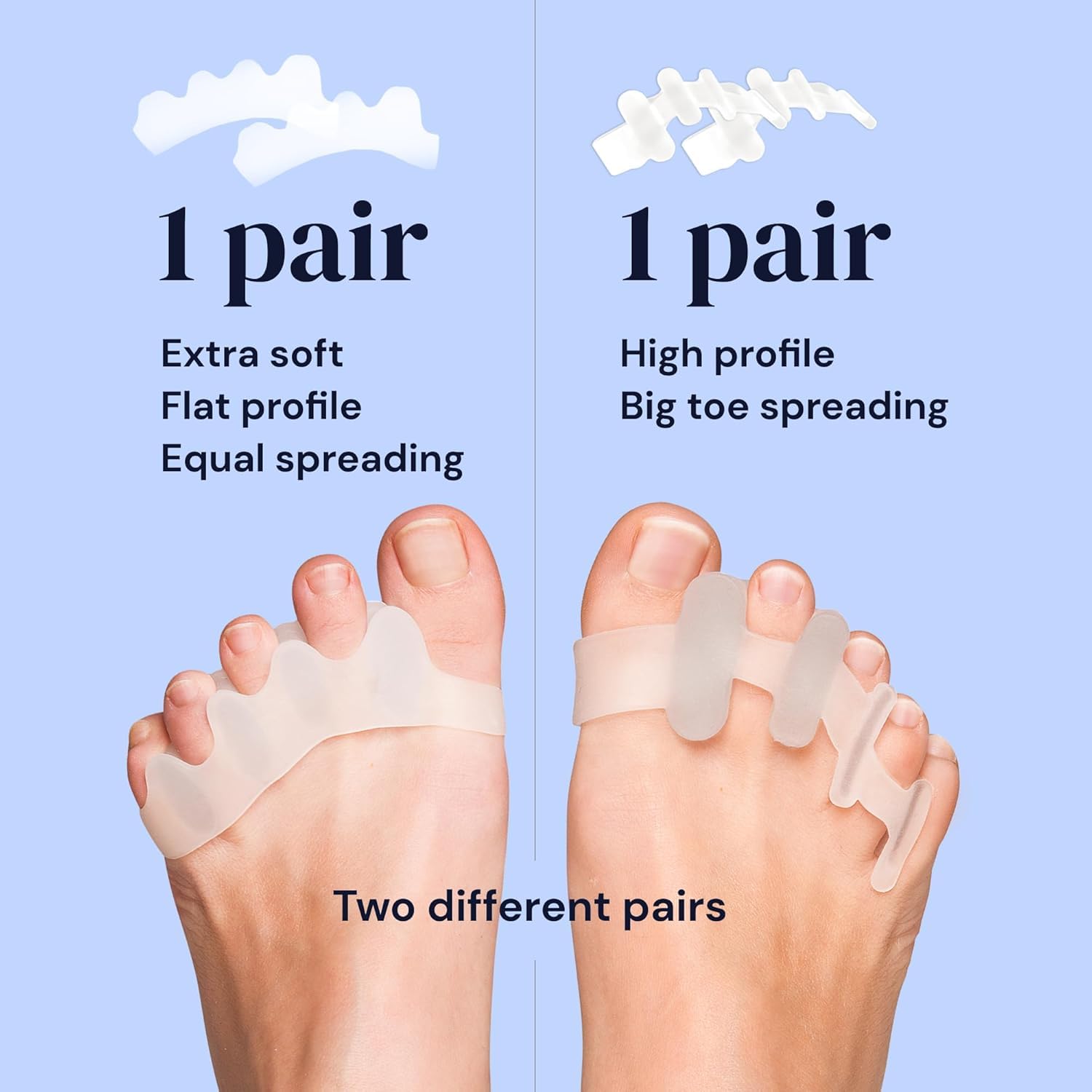 SEFLICA Bunion Corrector Toe Separators For Fast Pain Relief - 5 Holes High Elastic Toe Straightener Hammer Hallux Valgus (White) 1