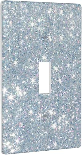 Miniatura 6 de Placa de pared plateada para interruptor de luz brillante, cubierta de interruptor de palanca individual, 1 placa de interruptor de banda, placas