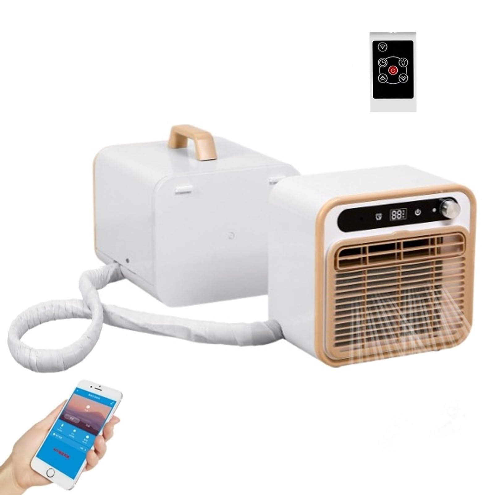 GYKOZY Portable Air Conditioner 5000 BTU, Smart Cooling with 1500W Power, 12H Timer, Remote/WiFi Control, 130m3/h Airflow, 2m Pipe for Camping and Travel