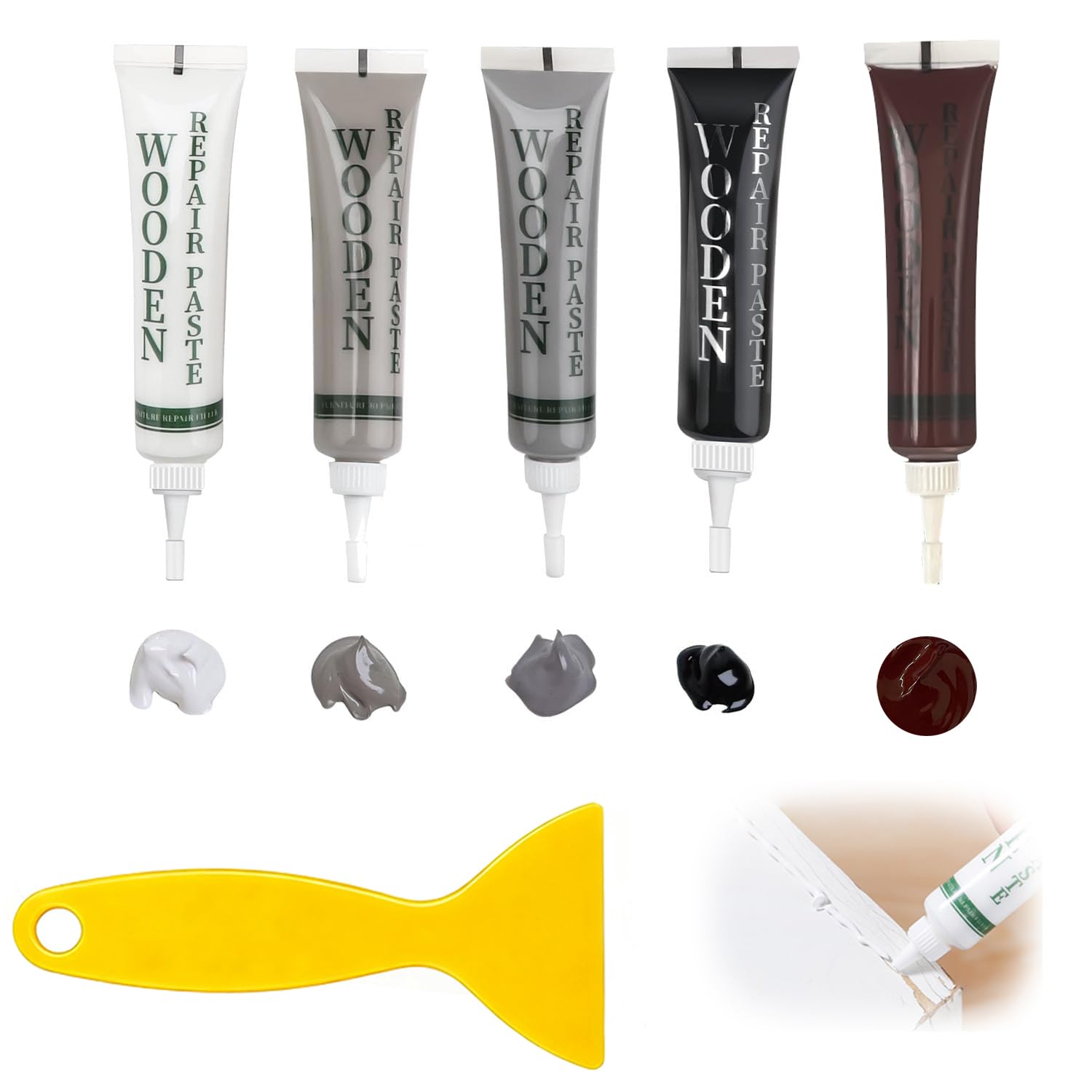 Laminate Floor Repair Kit, Wood Putty, Wood Repair Kit, Vinyl Floor Repair Kit for Repairing Scratches, Cracks and Discoloration on Wooden Cabinet, Floors and Doors - Easy to Use, 5 Colours — image 1