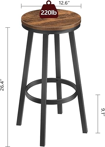 Miniatura 3 de Taburetes de bar, juego de 2 taburetes de bar giratorios, sillas de bar redondas con reposapiés, taburetes giratorios de 26.4 pulgadas, sillas de