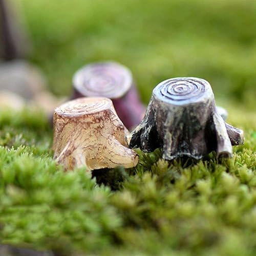 BWESOO 5 piezas de mini tocón de raíz artificial de hadas para jardín, miniaturas, gnomos, musgo, terrarios de resina, manualidades, figuritas para