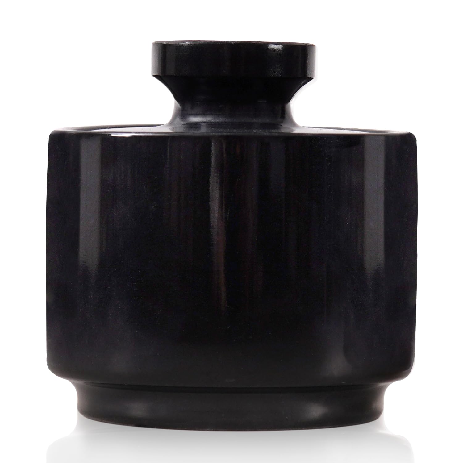 Marble Salt Cellar with Lid 3" Inch Black Spice Jar & Stone Salt Container For Kitchen Countertop, Modern Sugar Bowl