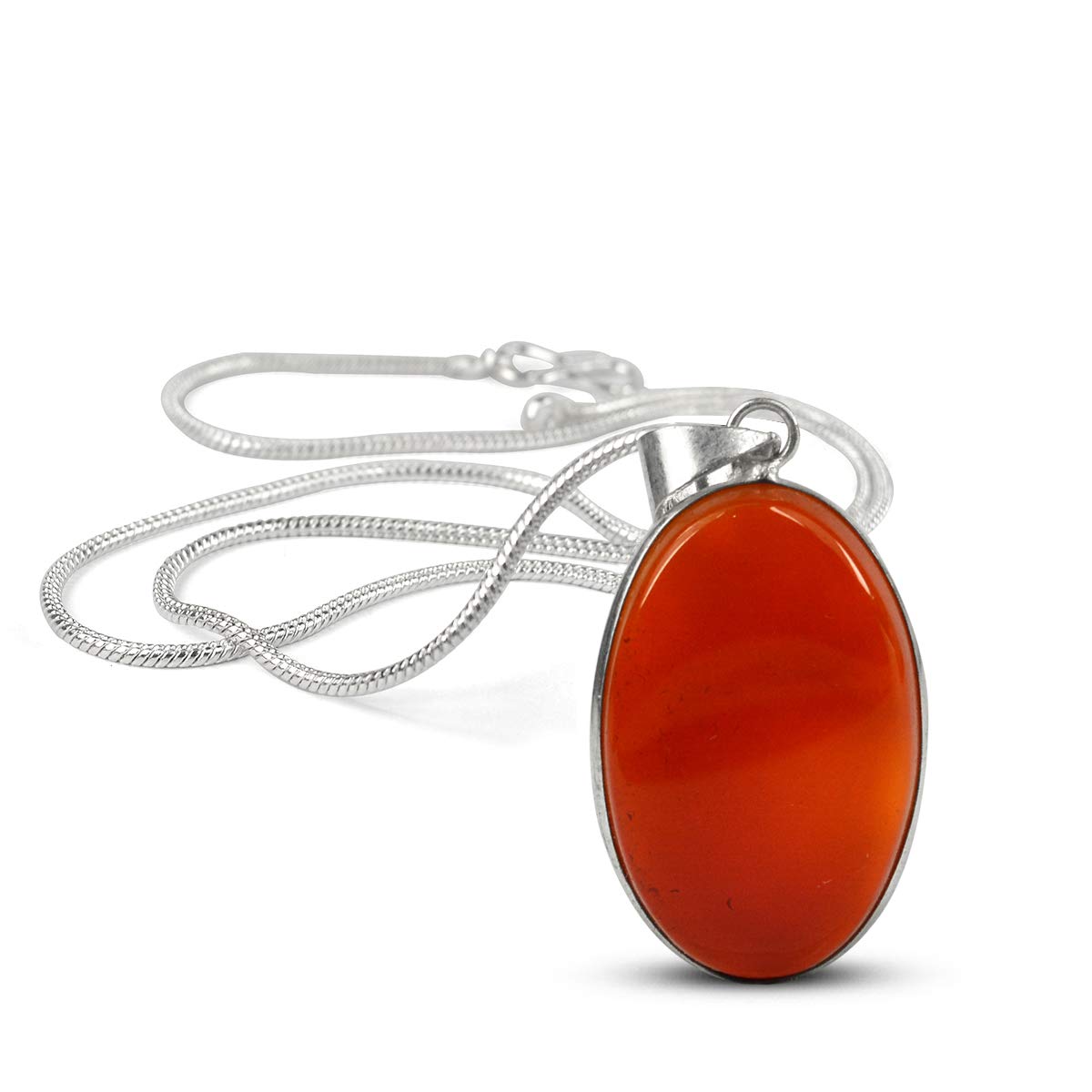 Reiki Crystal ProductsAAA Red Onyx Pendant Natural Crystal Stone Pendant/Locket with Metal Chain Oval Shape for Reiki Healing and Crystal Healing Gemstone for Unisex (Color : Red)