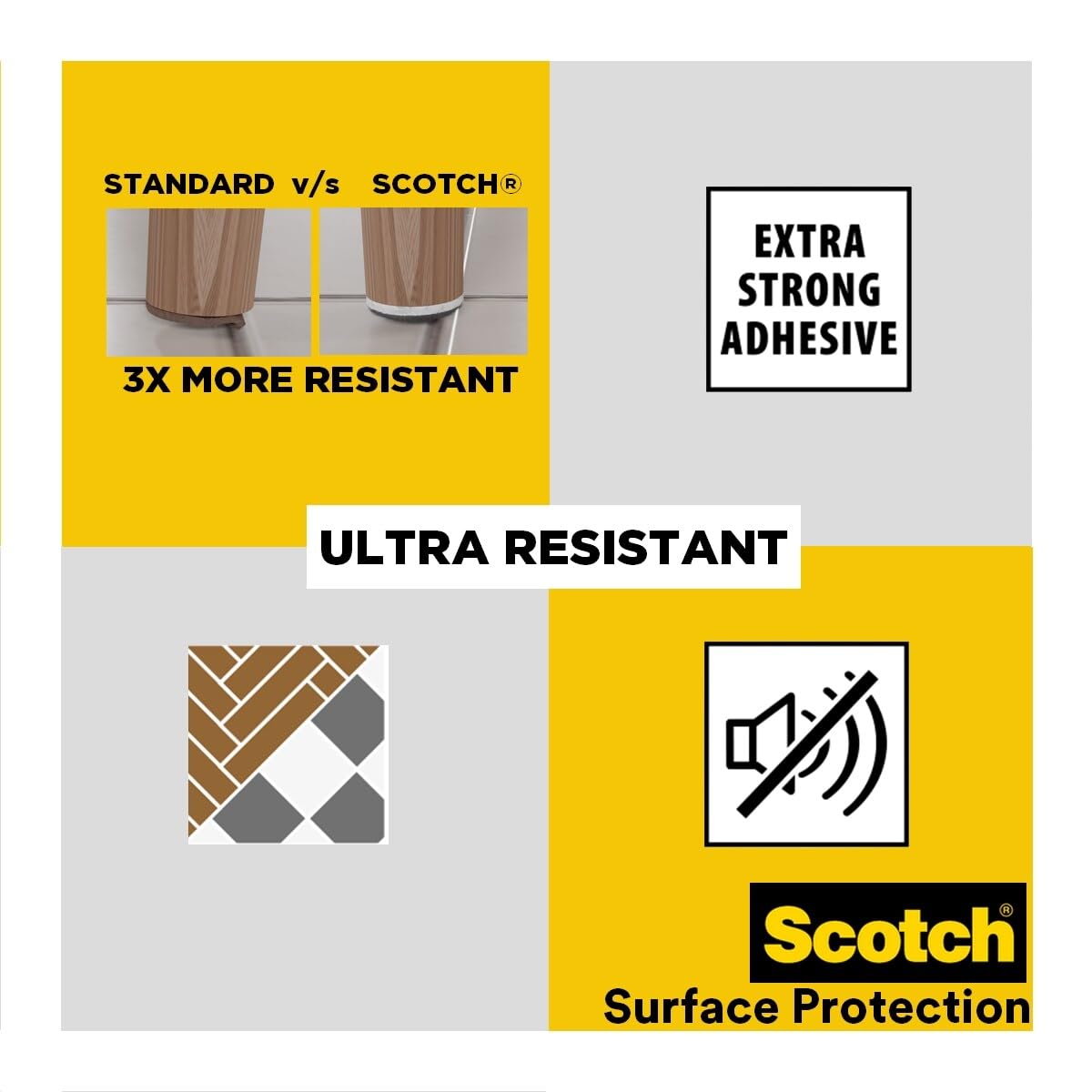 Scotch Ultra odporne podkładki filcowe SP87A35, samoprzylepne, szare/klejowe, białe, Ø 25 mm, 8 sztuk w opakowaniu