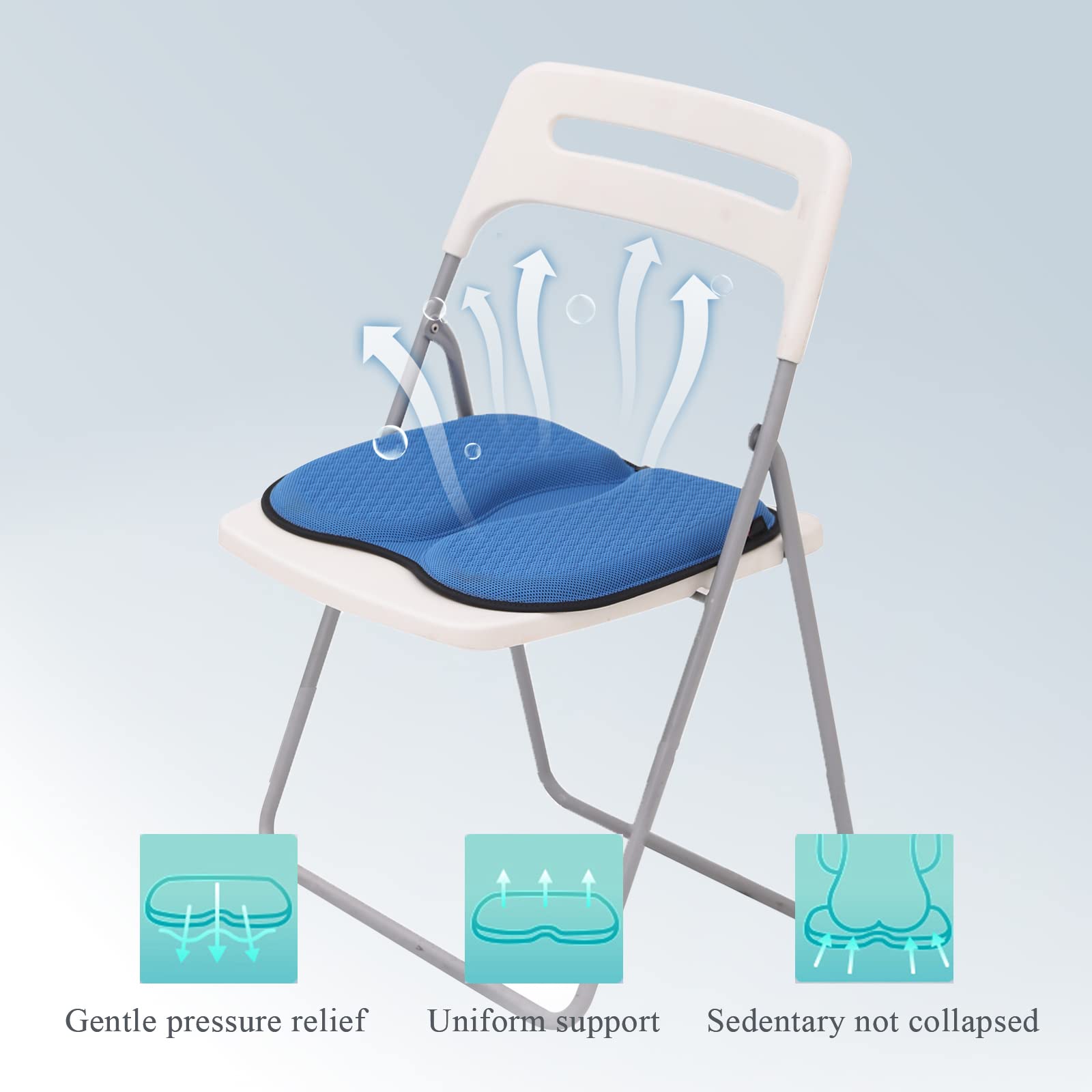 Cuscino ortopedico in gel a nido d'ape, per alleviare il dolore alla sciatica, antiscivolo, per auto/ufficio/sedia a rotelle, con comfort rinfrescante (blu)