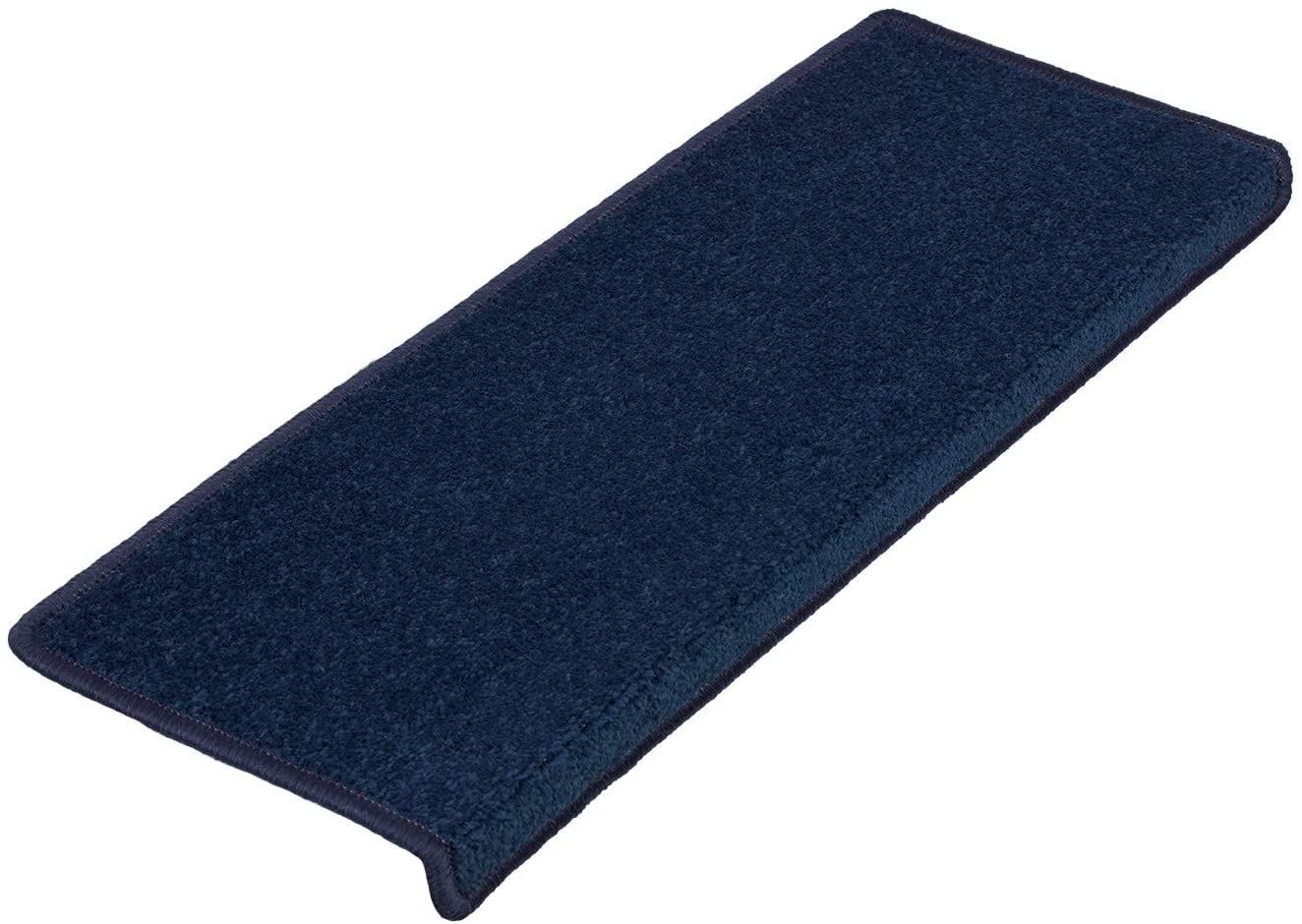 casa pura 15x Treppenstufen Matten, Stufenmatte innen für Treppe, Dynasty Velours Treppenteppich selbstklebend, Teppich für Treppenstufen (rechteckig, Blau)