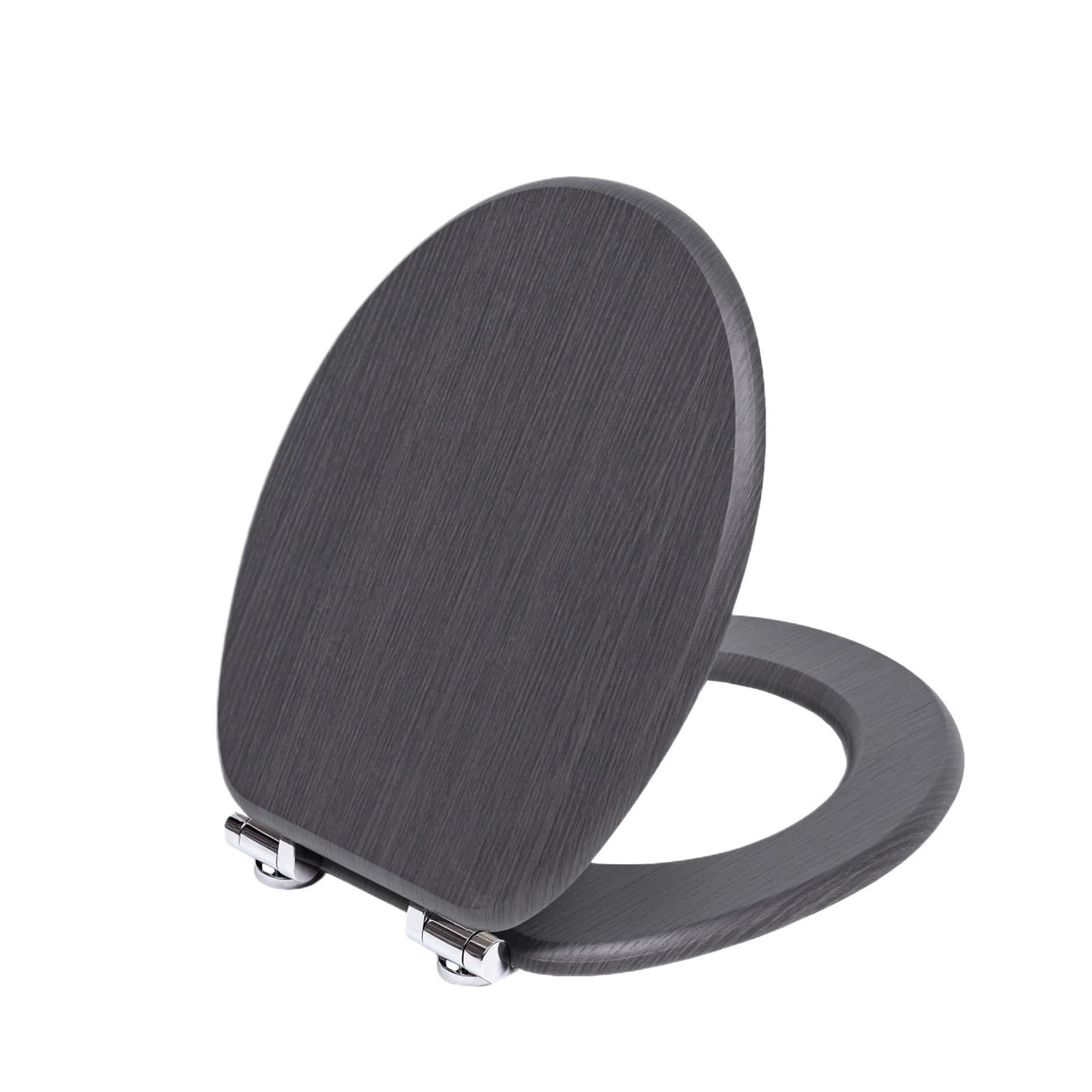 Inodoro con Fusible En Forma De O, Freno Caída Silencioso, Asiento MDF Madera Natural Comprimida, 175 KG, Clip Resistente Y CóModo(Dark Wood)