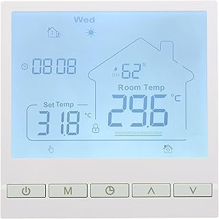 Wengart Digitaler Thermostat WG905,Anzeige der Luftfeuchtigkeit im Innenbereich Programmierbarer Thermostat,Präzise Temperaturregelung,Geeignet für Heizsysteme,Weiß