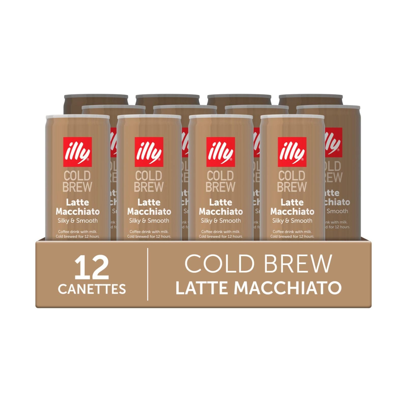 illy Cold Brew Kaffee, Latte Macchiato, trinkfertig, Eiskaffee, 12 x 250 ml Dose
