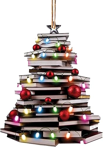 Adornos para árbol de Navidad, libro de libros, automóvil, vacaciones, adorno colgante de Navidad, decoración en miniatura, irrompible, para