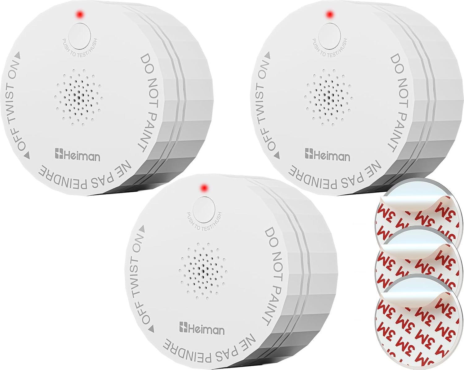 Heiman Smoke Detector, 10-Year Battery Operated Smoke Alarms, Photoelectric Fire Detectors for Home, UL 217 10th Ed. Certified, Portable Small Compact, Test Silence Button, RV, Travel, 3 Pack