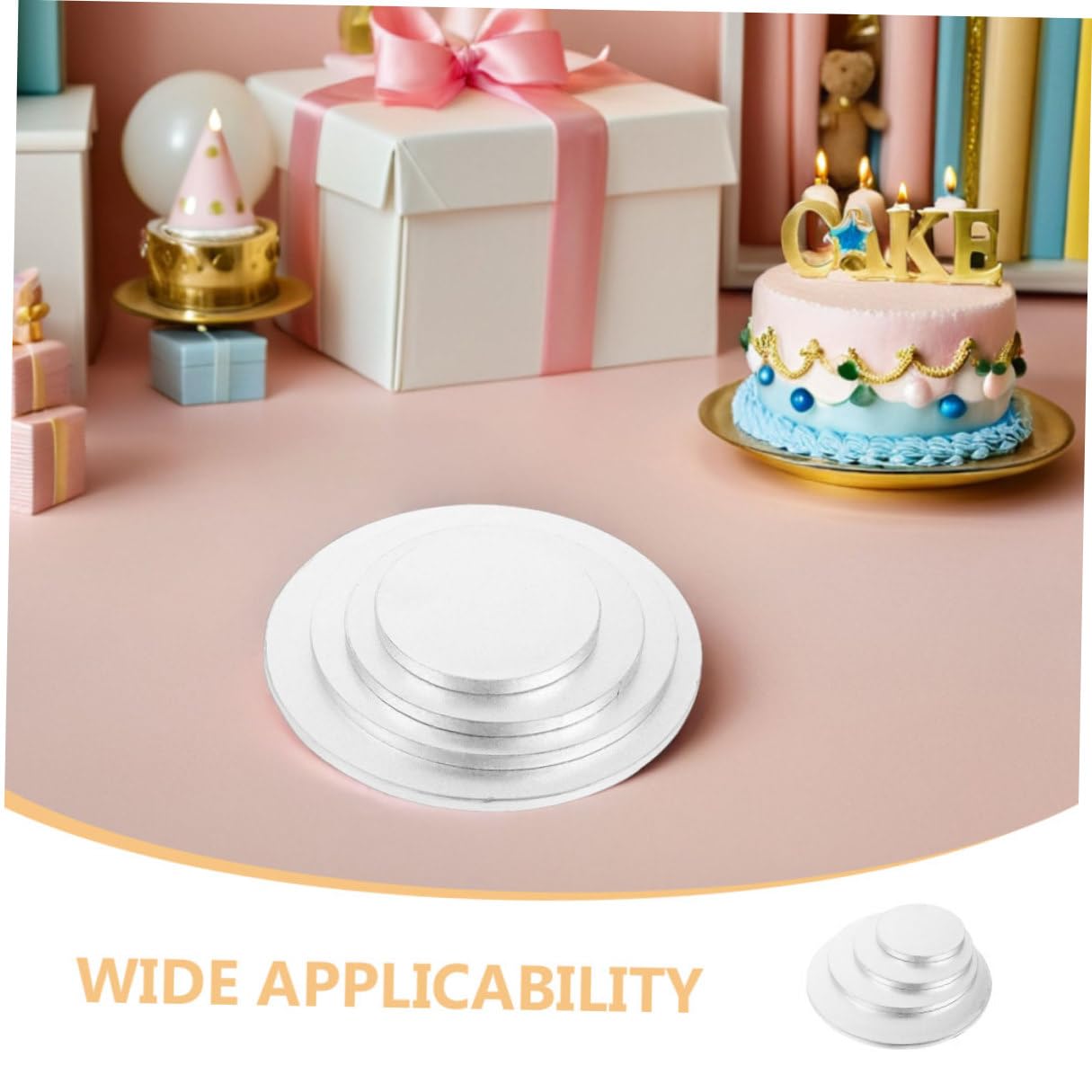 Mikikit 8 pièces Plateaux à Gâteau Ronds Carton Ondulé Résistant Argentées Supports Étanches et Anti-graisse pour Décoration et Présentation de Desserts Cupcakes Anniversaires et Mariages
