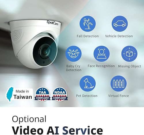 Miniatura 7 de SpotCam TC1-P 2K Cloud AI PoE Business Dome Cámara IP, Interior, Audio bidireccional, Visión nocturna, Detección humana, Tarjeta SD de soporte,