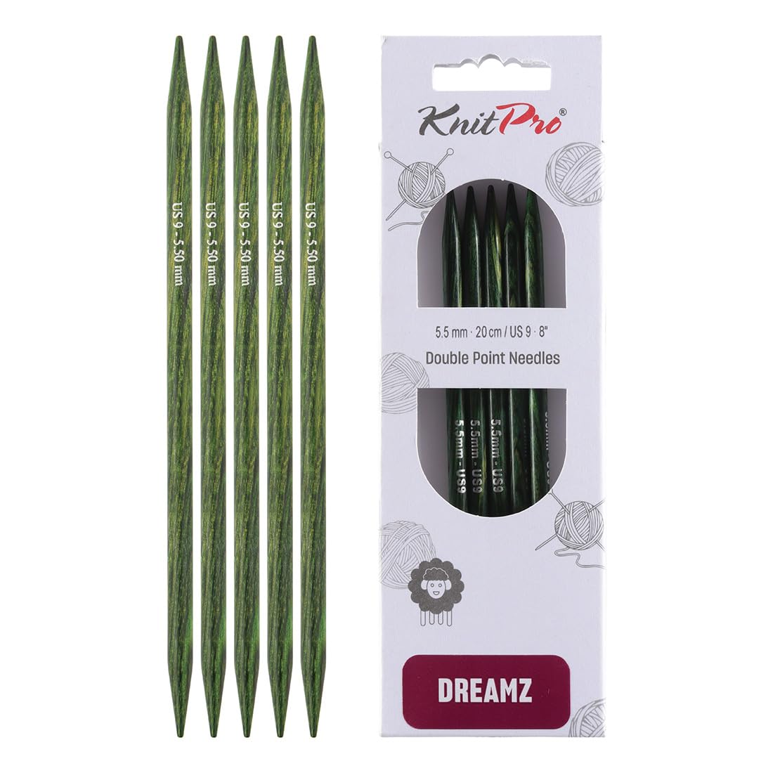 Knitpro Misty Green Dreamz Double Pointed Needles 8" (20Cm) | Size 5.50Mm