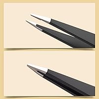 Vista 3 de Juego de 2 pinzas para cejas, vello facial, eliminación de vello encarnado, juego de pinzas con punta inclinada y puntiaguda para mujeres y hombres