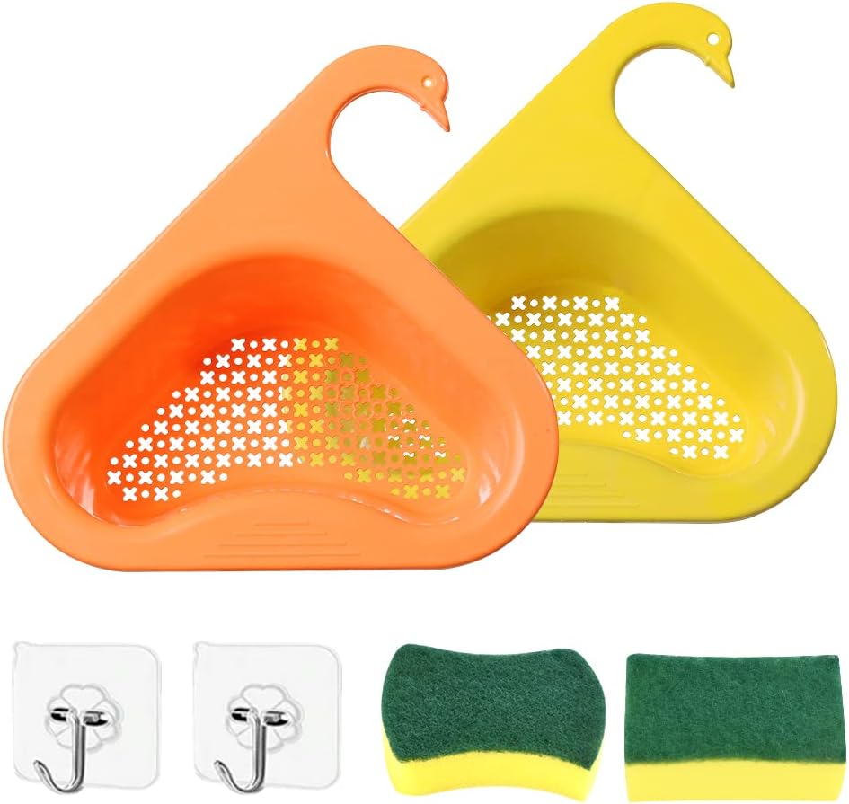 2 Pcs Swan Shape Drain Basket Kitchen Sink Strainers Basket Dry and Wet Separation