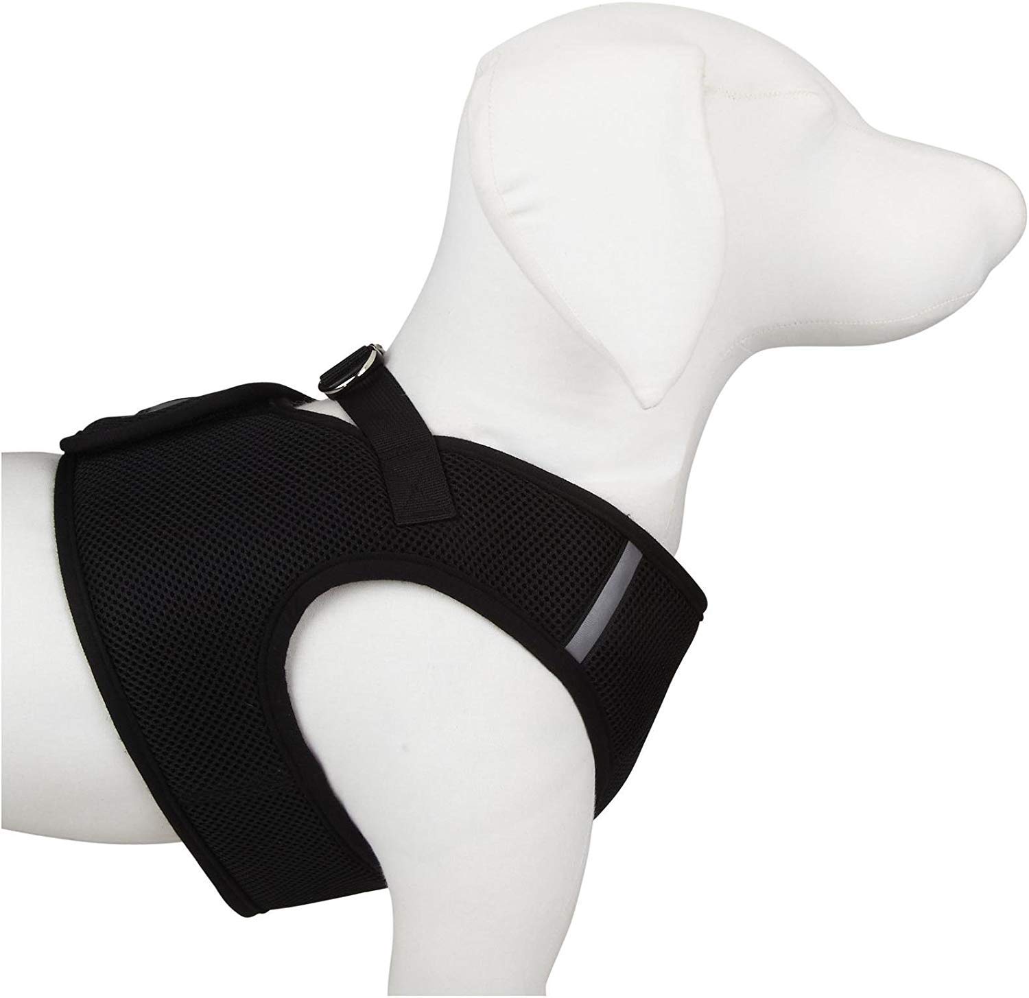 The Worthy Dog Sidekick Harness with Comfy Padded Mesh Velcro Adjustable, Outdoor, Easy Walk Vest - Medium, Black