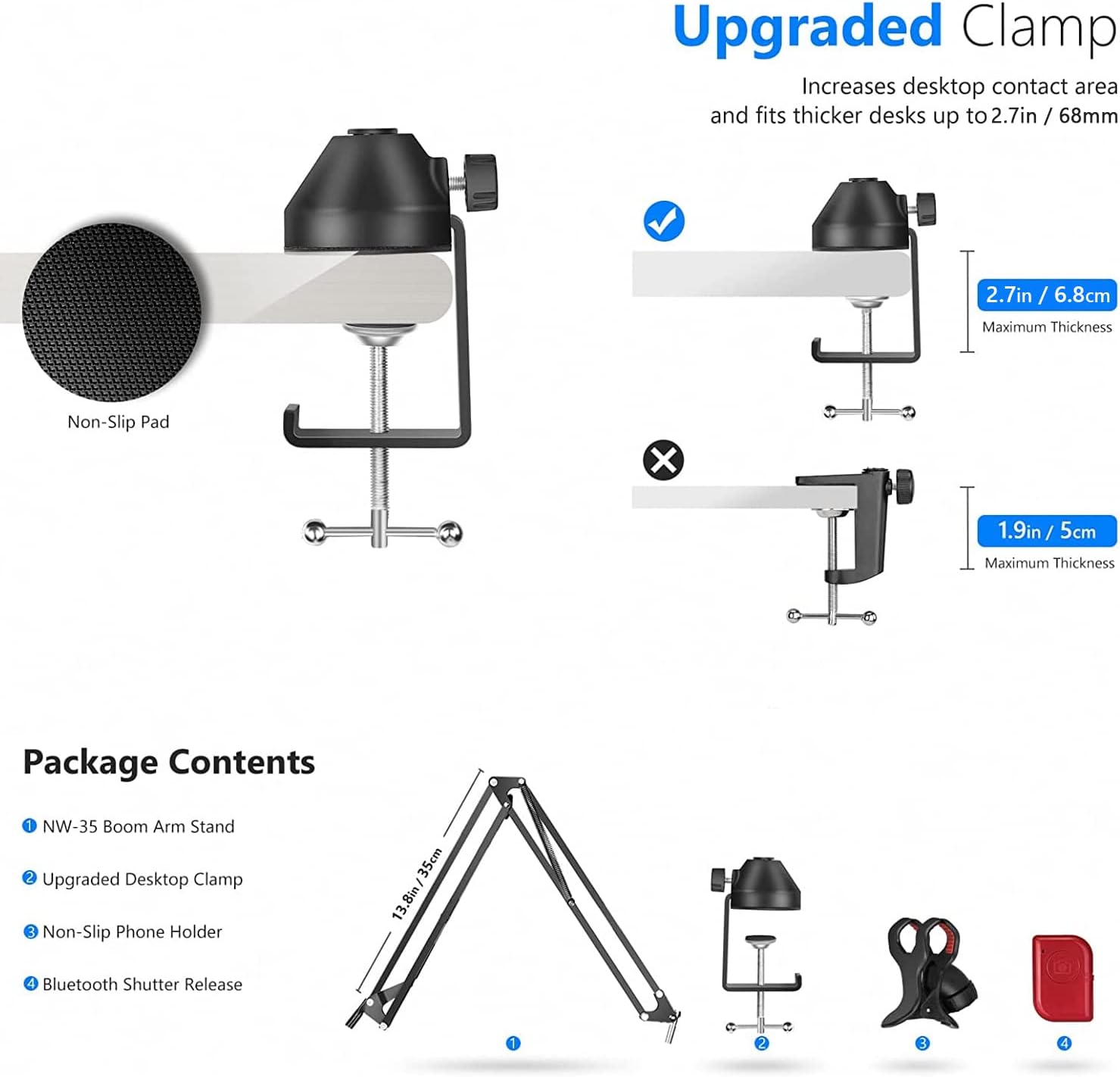Neewer Overhead Phone Mount Stand, Suspension Scissor Arm Stand with