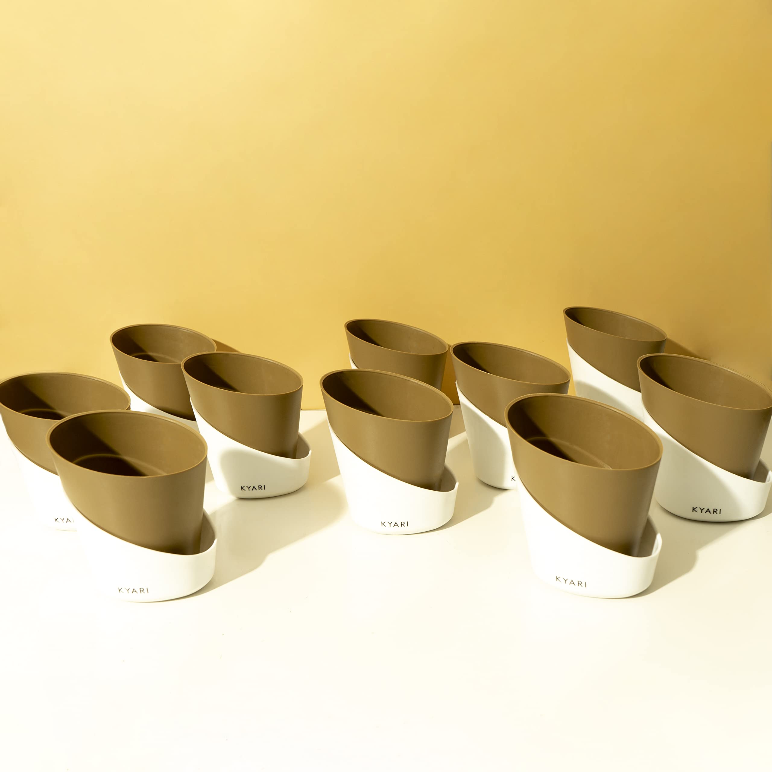 KYARI Combo of 10 Dusky Brown Self-Watering Pots for Indoor Plants, Best Flower Pots & Planters for Home Decor, Living Room, Kitchen, Bedroom, Table Top, Office, Gifting | Plants not Included (B0BV27HZDV) Amazon Price History, Amazon Price Tracker