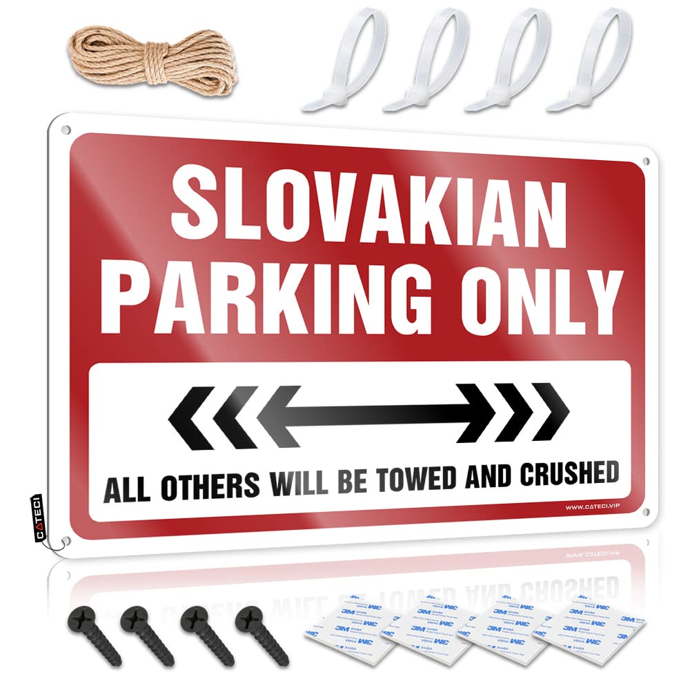 Fzfn Men's Colour Slovakian Parking Only Plaques Decor | Country Ideas Decorative Wall Art(20X30cm)