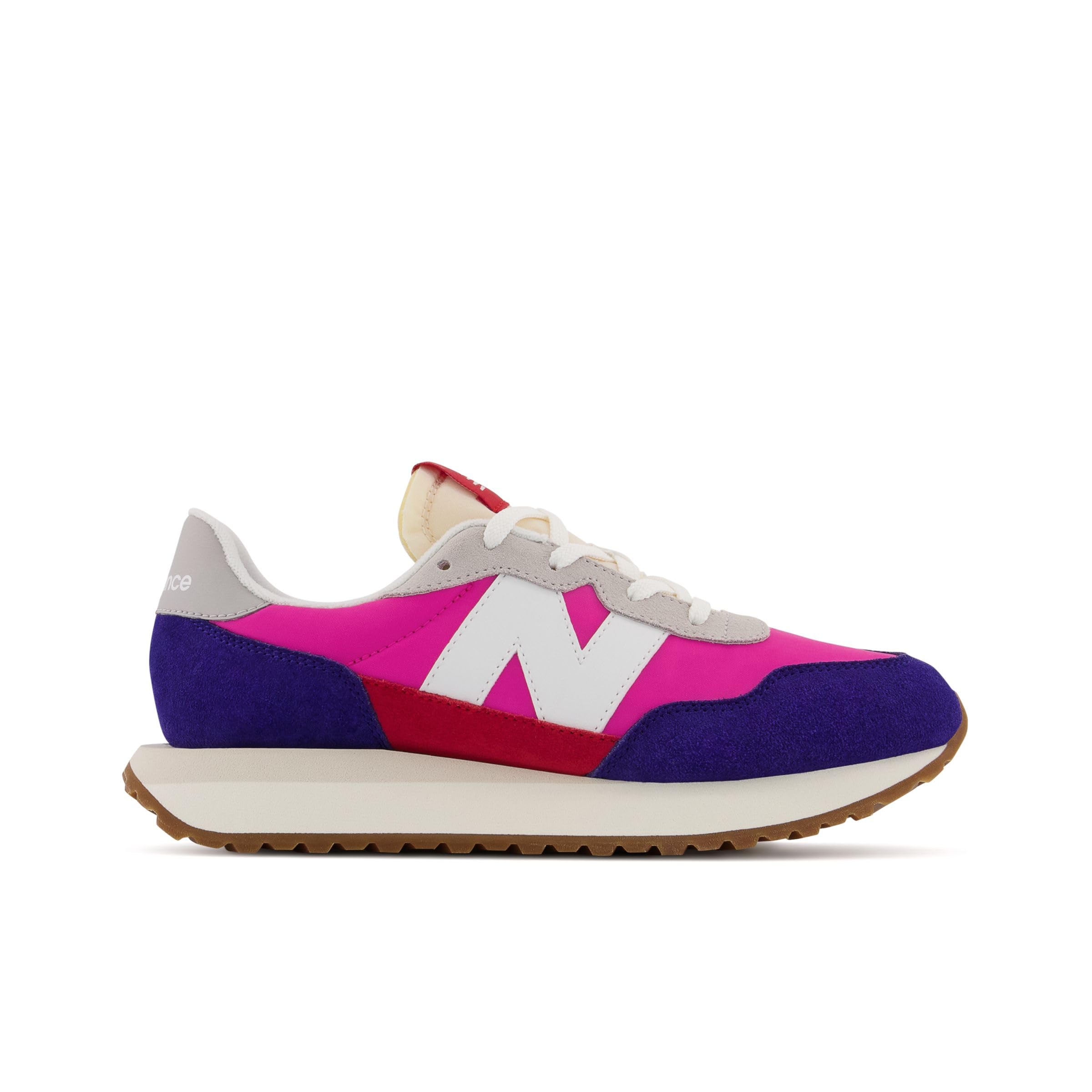 New Balance Kids 237 V1 Lace Up Sneaker, Blue/Exuberant Pink