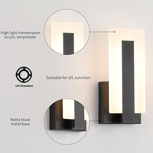 Miniatura 3 de Joosenhouse Modernos apliques LED de pared arriba y abajo, luz negra de 3000 K, luces de pared blancas cálidas, juego de 2, iluminación de pared