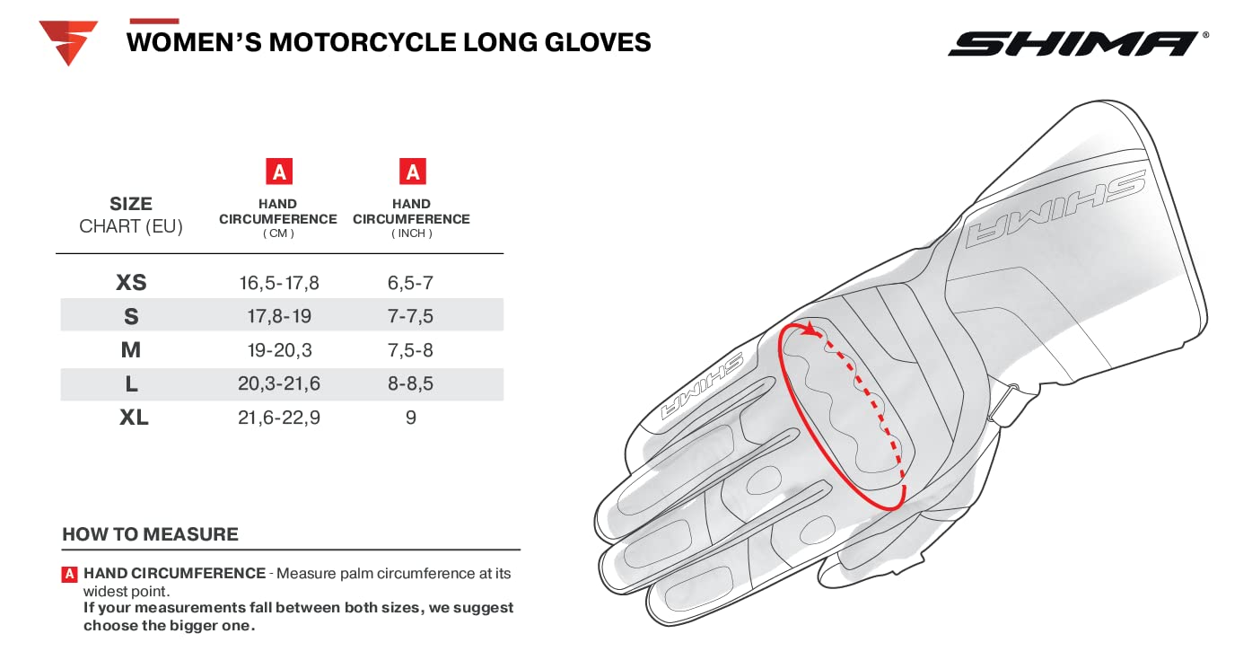 SHIMA MIURA Guanti Moto Donna Pelle Lungo Ventilato Perforato Omologati Guanto per Motocicletta Touchscreen Ventilata Protettore Rinforzato Abbigliamento Estivi Racing(Donna, Nero, XS)
