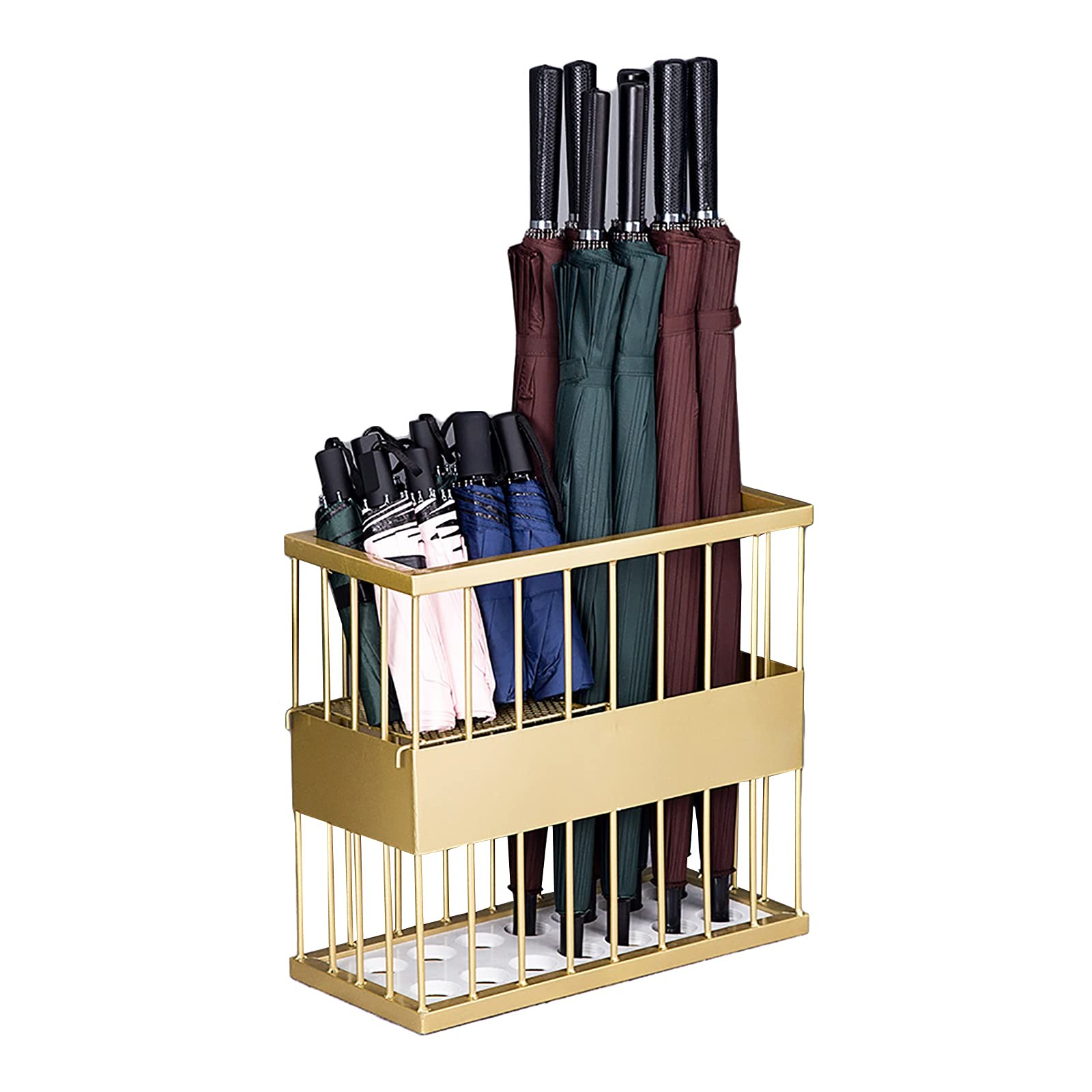 BHFPFZA Metal Umbrella Stand for Indoor Entryway Hallway Storage Modern Rack for Umbrellas Canes and Walksticks Rectangle Shelf Design 48 * 21 * 44Cm