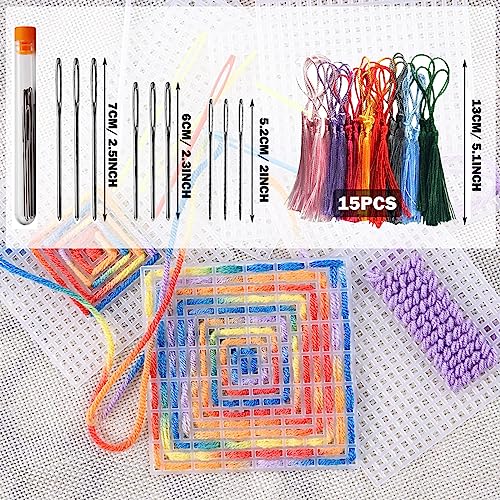 Image of Allazone Plastic Mesh Canvas Sheets for Embroidery - 53 PCs, Square Mesh, Knit & Crochet Projects
