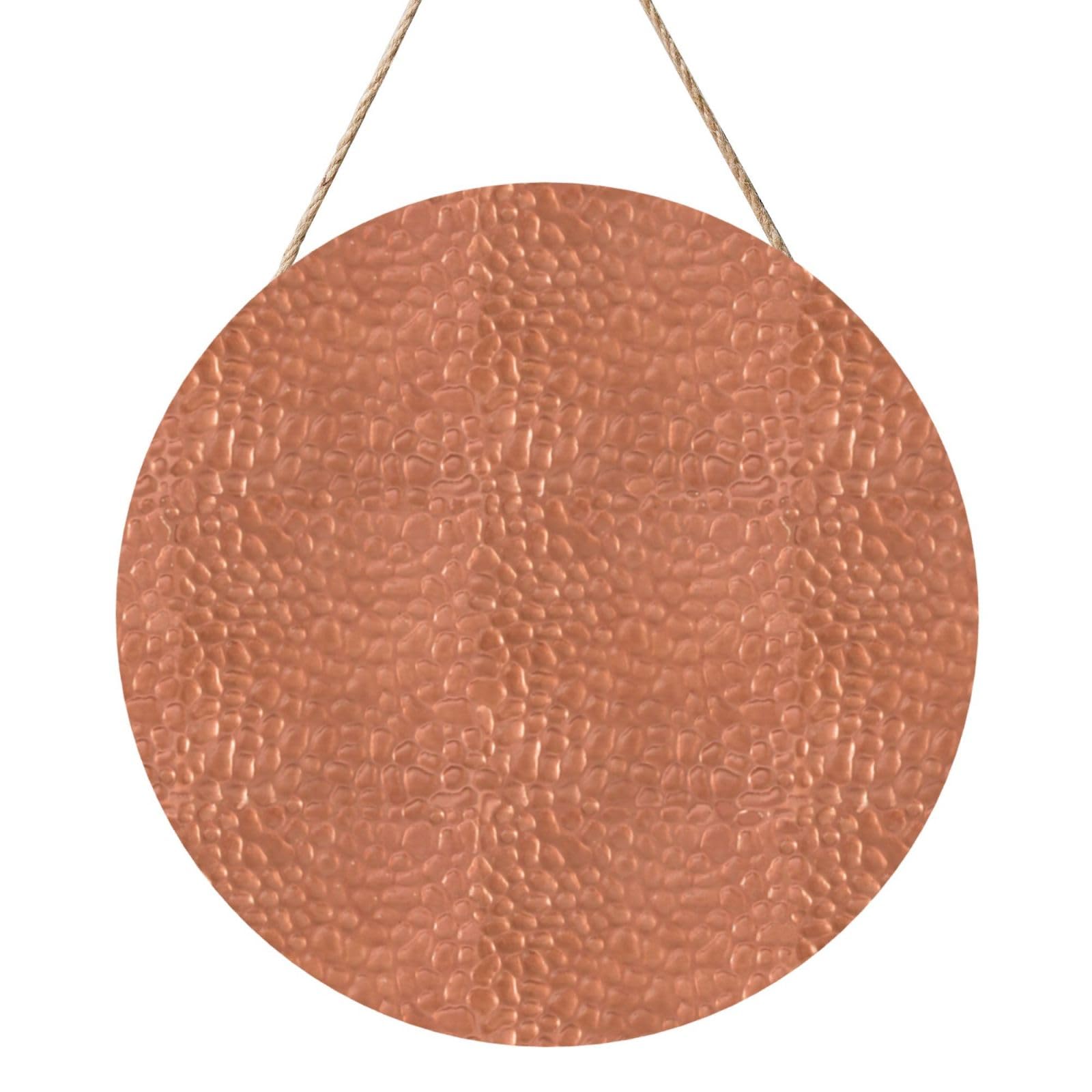InOmak Hammered Copper Look, Round Wood Panel Painting 12 in, Wall Hanging Painting For Home