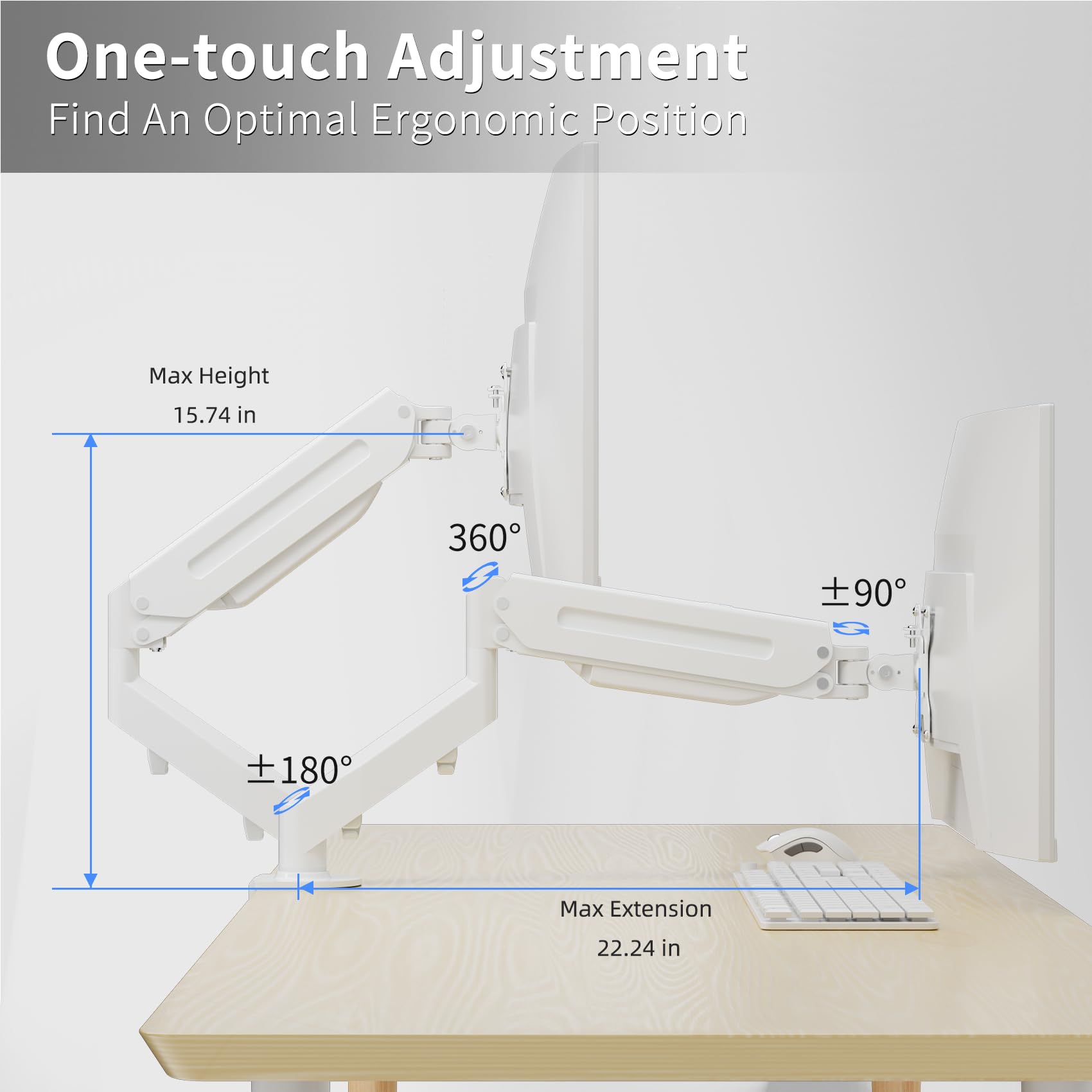Suporte De Mesa Com Mola A Gás SUPTEK - Ajustável Para Monitores Até 32 Polegadas E 10kg
