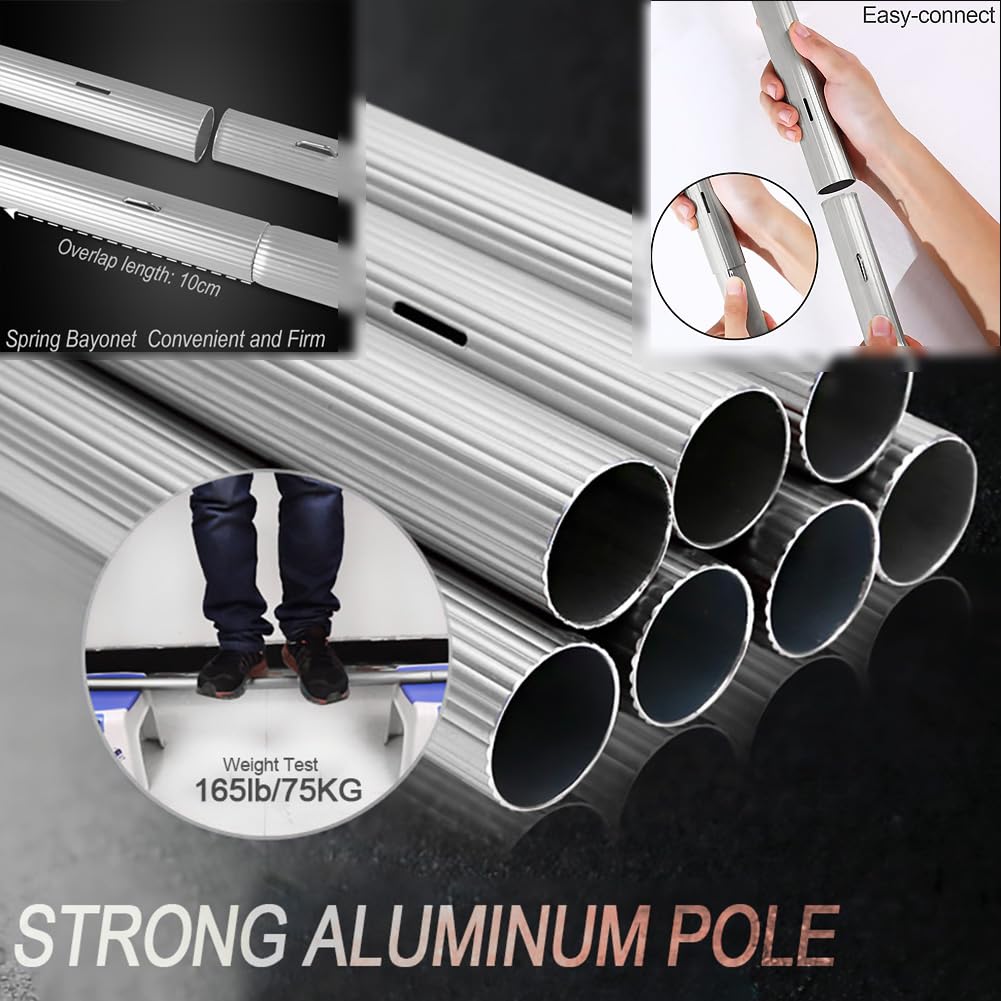Teles Cepillo de techo de 3,9 m con tubo de agua y escoba de limpieza de ventanas alta, barra de limpieza extensible para paneles solares (35 cm, 8 m) - Ideal para zonas de difícil acceso