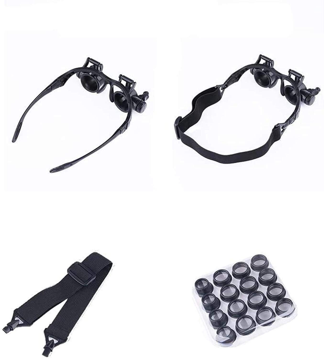 MRKU Lupa Ligera montada en la Cabeza con luz LED para reparación de Relojes y Aumento de tasación de antigüedades