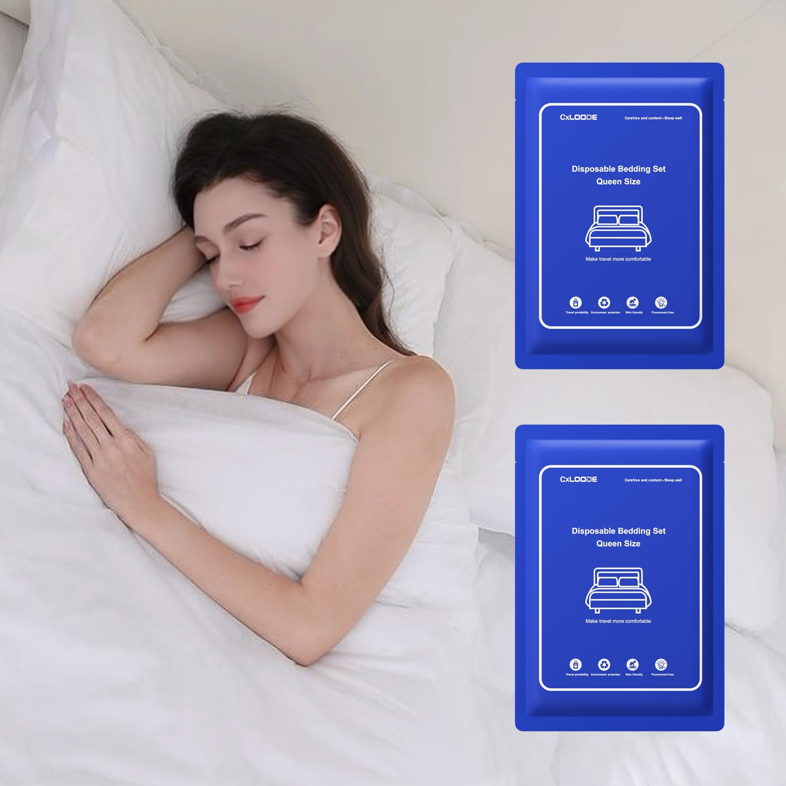 2 Pack Disposable Bed Sheet Queen Size, Disposable Sheet for Travel