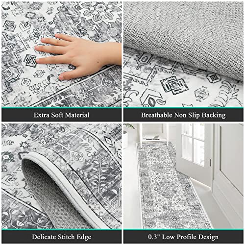 Pauwer Boho Hallway Runner Rug 2x8 Washable Entryway Area Rugs Non Slip Farmhouse Vintage Floor Mat Carpet Runner for Hallways Laundry Room Kitchen Bathroom Bedroom