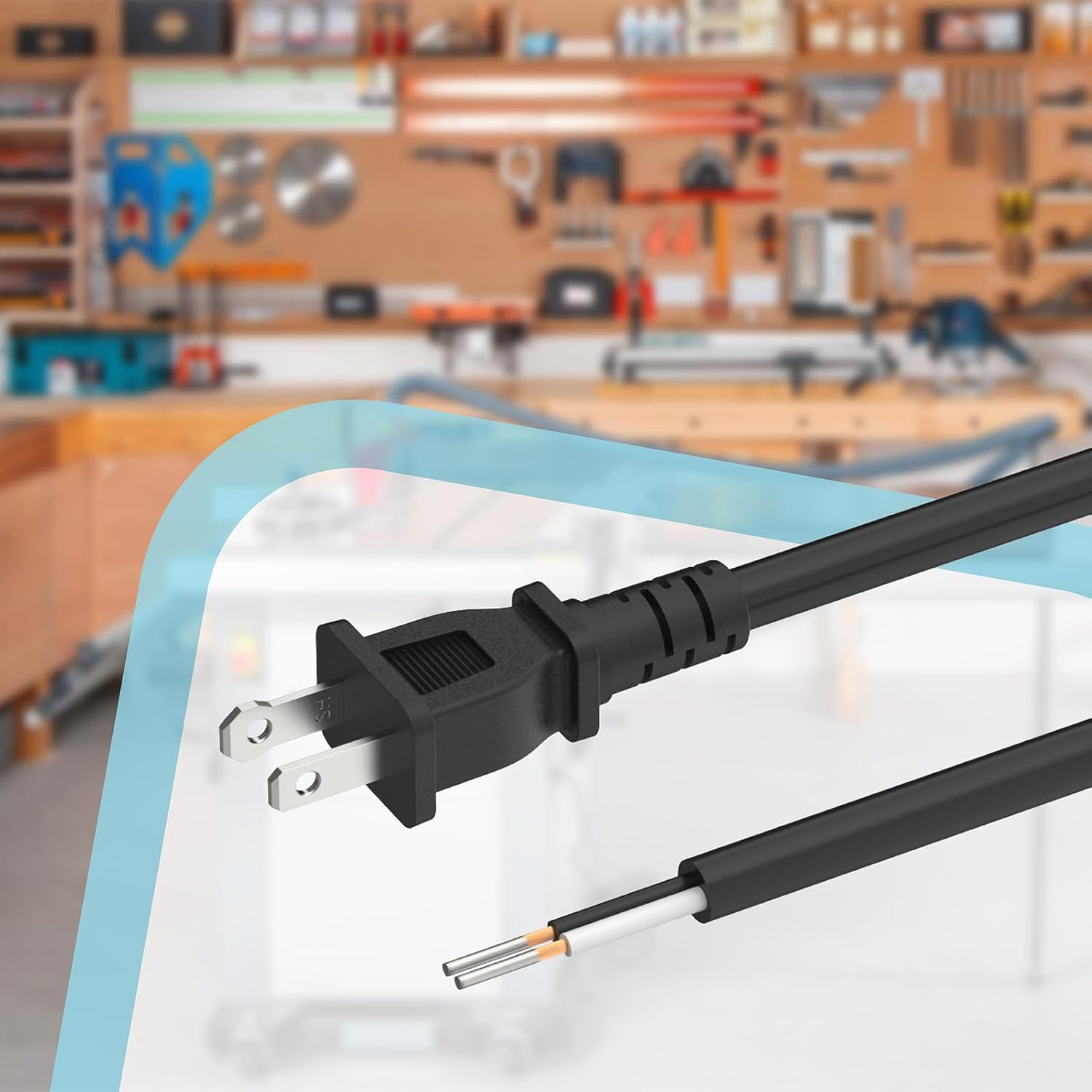 2-Prong SJTW Replacement Power Cord, Heavy Duty 16/2 Gauge Electrical Cable - 6 ft Outdoor Extension for Lamps, Appliances, Tools & Electronics (Black)