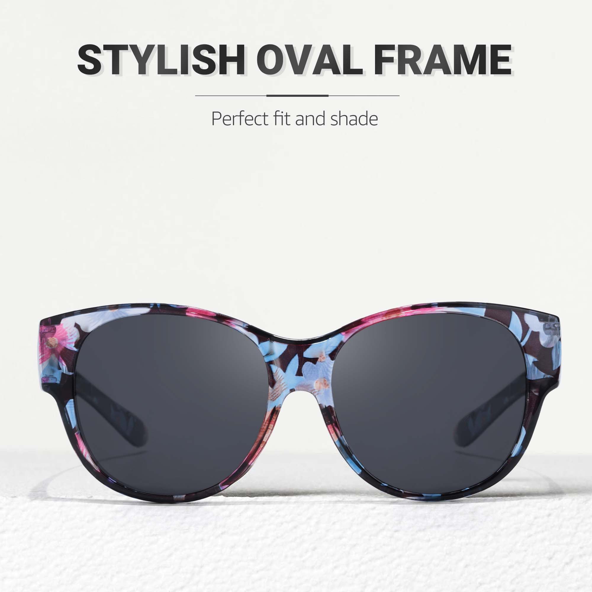 Lentes de sol polarizados para mujer, de gran tamaño, con protección UV para conducir, IF5779, C03 Floral 6