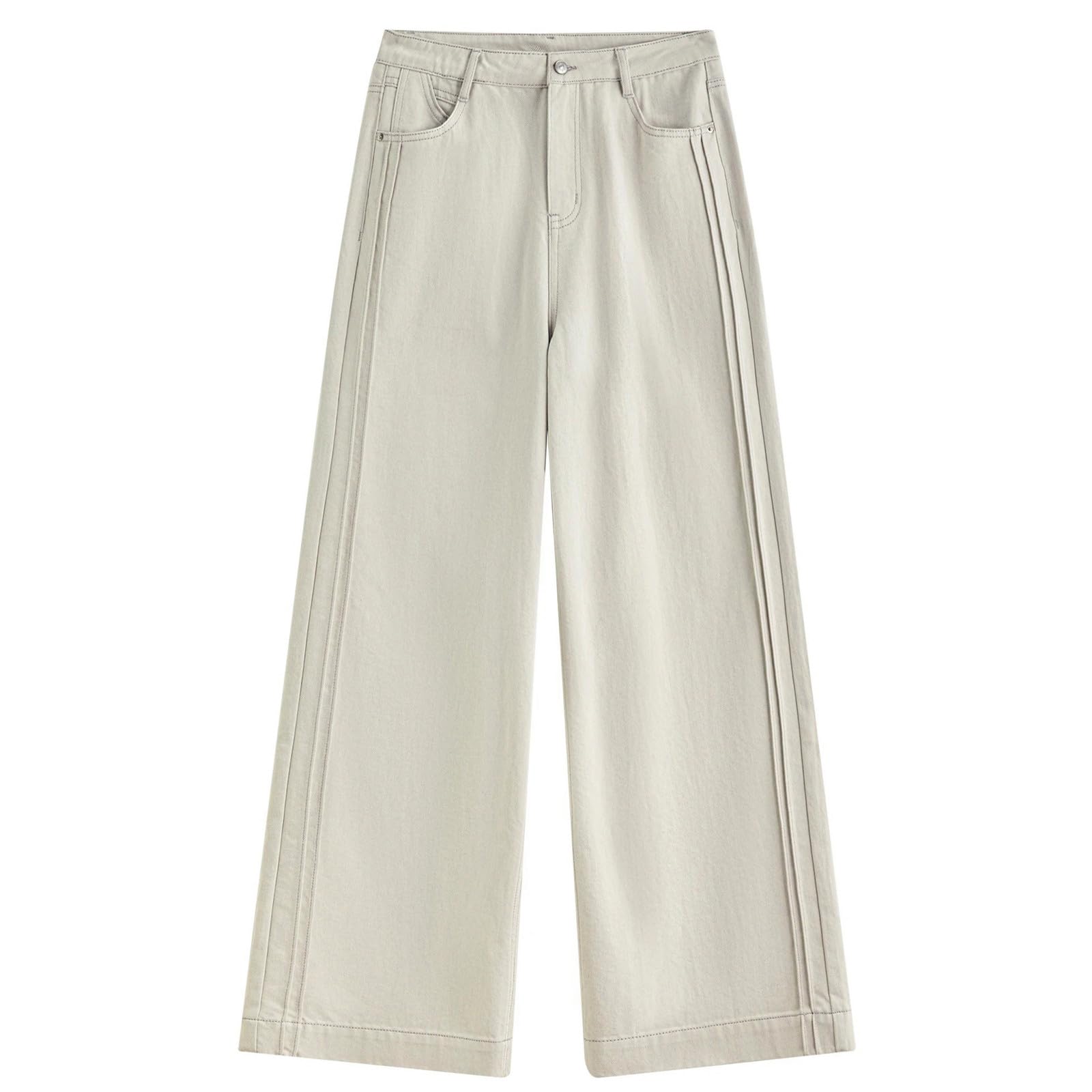 Pantalones Vaqueros para Mujer Blanco Tiro Alto Vintage Verano Rectos Jeans para Mujeres