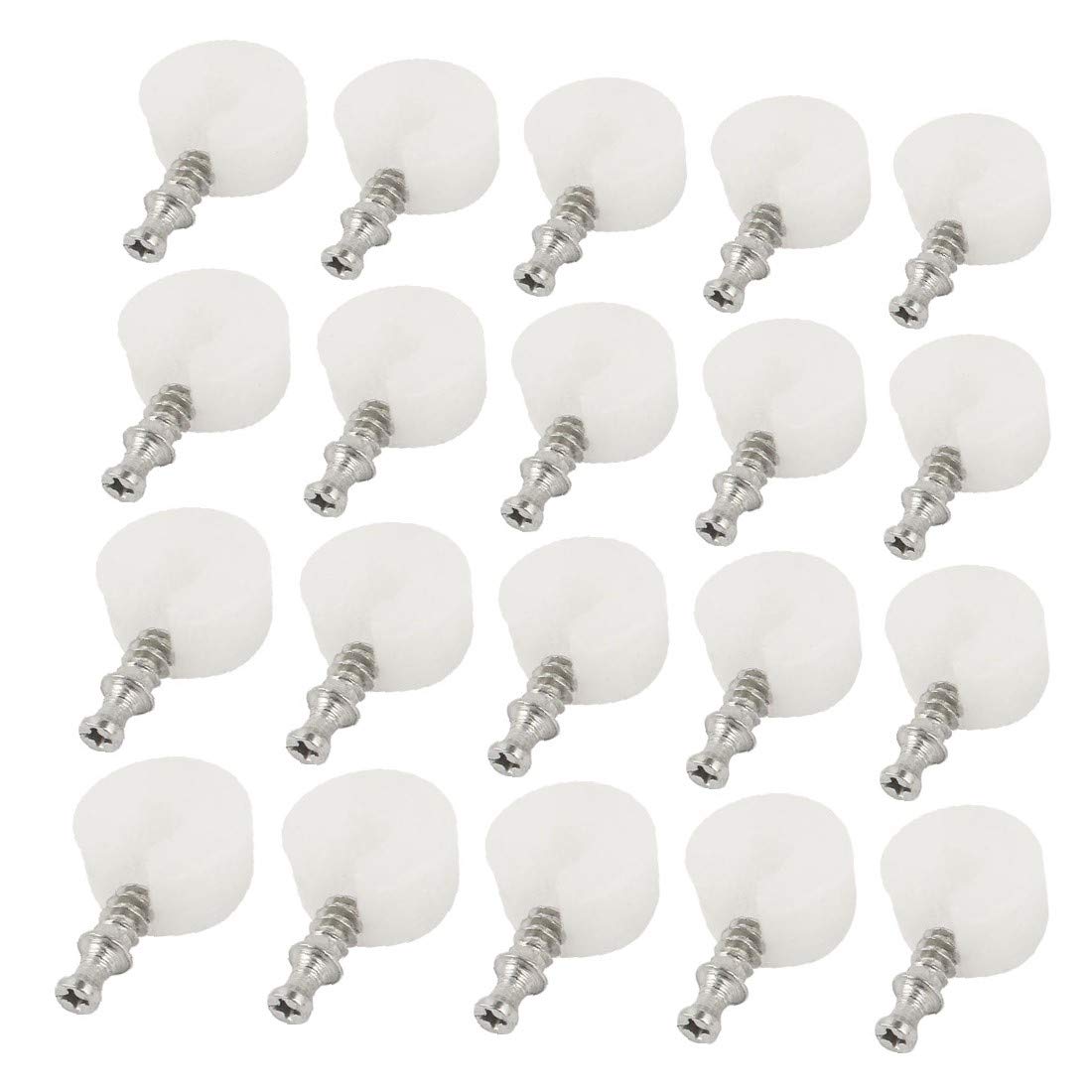 X-DREE 20 Pieces 20mm Thread Screw in White Plastic Shelf Support Holder Pin(Vite con filettatura 20 pezzi da 20 mm in plastica bianca