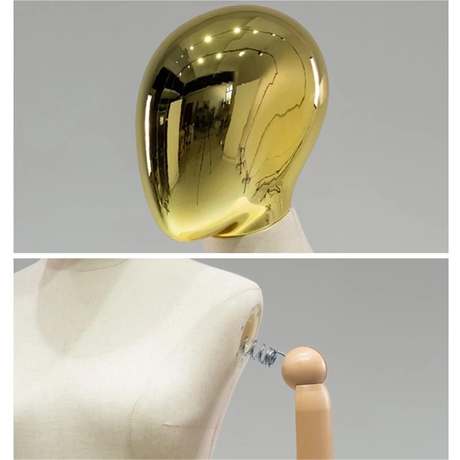 Schneiderpuppe Damen Halbkörper Schaufensterpuppe for Kleidung Weibliche Attrappe mit Chromkopf Torso(Silver no Hand)