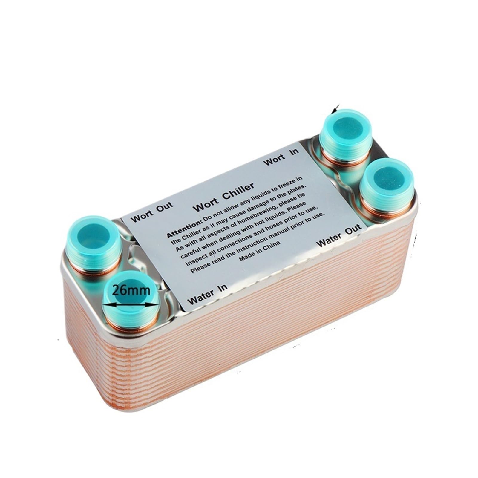 Domojt One Color Plate Heat Exchanger 20/30/40 Plates Heat Exchanger Wort Chiller, Stainless Steel Counterflow Chiller(30 Plate)